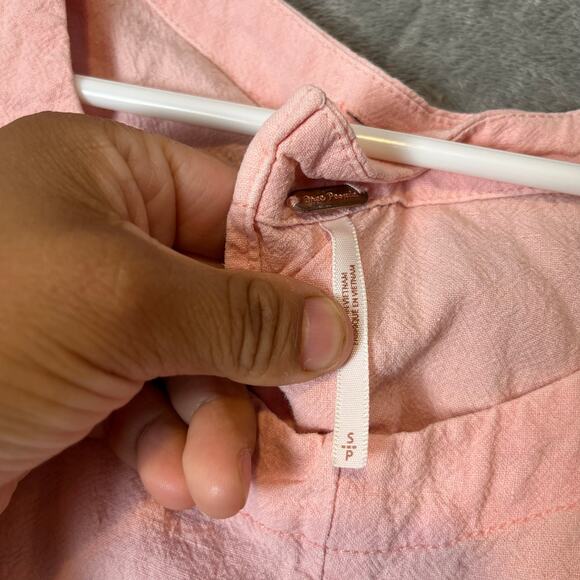 Free People Heat Wave Open Back Jumpsuit Grapefruit Pink Sz Small‎ Linen Blend - Picture 6 of 7